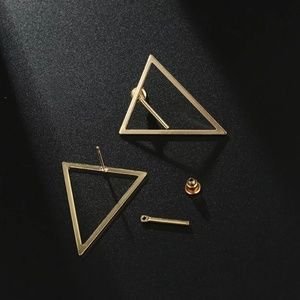 Gold Triangle Geometric Double sided Earrings